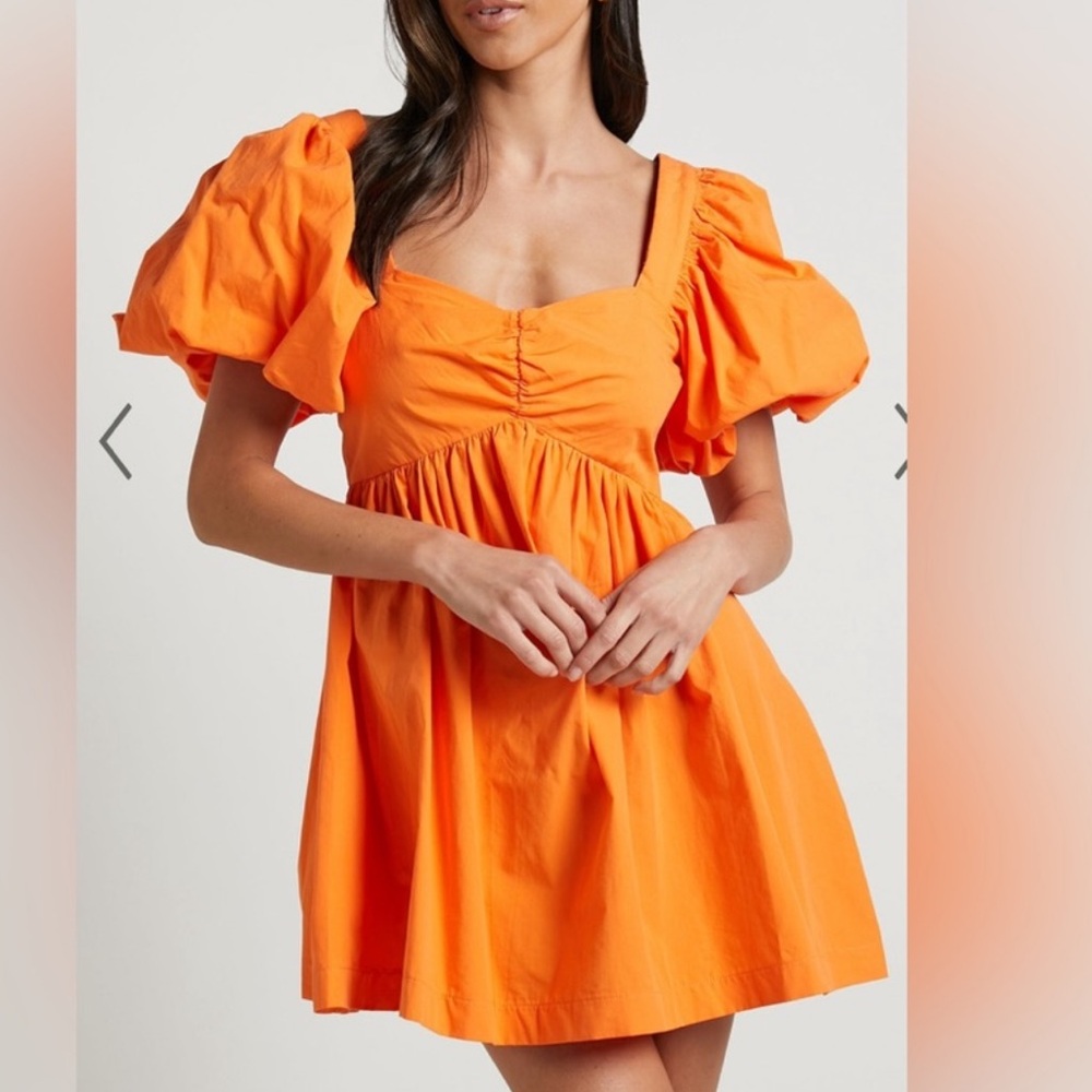 Showpo Vashti Puff Sleeve Mini Dress Orange NWT